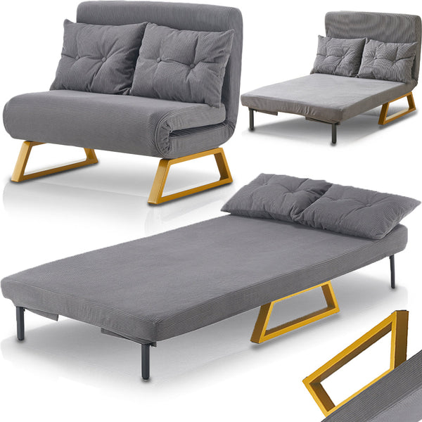 Poltrona Letto Reclinabile 2 Posti Chaise Lounge in Velluto Convertibile Grigio prezzo