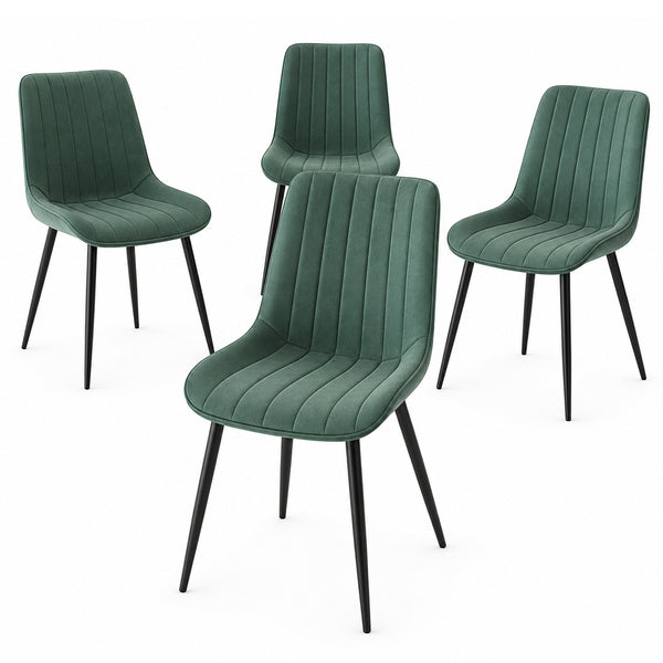 sconto Set 4 Sedie da Pranzo Seduta Ergonomica 43x52x85 cm Struttura in Acciaio in Velluto Verde