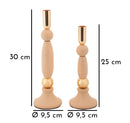 Porta Candele Strek Rosa Set 2 Pz Ø9,5x30 cm - Ø9,5x25 cm in Ferro Rosa e Oro      