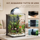 Acquario 30x30x45,5 cm Capacità 36L con Filtro Integrato e Luce LED in ABS e vetro Temperato Nero      