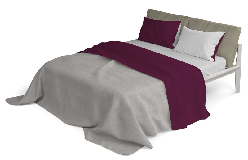 Set Lenzuola Sopra Sotto e Federe Doubleface Prugna\/Grigio Chiaro Varie Misure