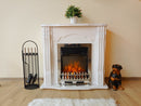 Camino Elettrico da Pavimento 88,3x95x30 cm Effetto Fiamma 2000W Classic & Galileo Silver Bianco