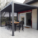 Pergola da Giardino 3,6x3 m in Alluminio con Doghe Orientabili su Tetto e Parete Grigio Antracite 
