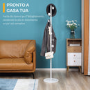 Appendiabiti da Terra 35x35x170 cm 8 Ganci Base Rotonda in Marmo Bianco 
