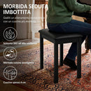 Sgabello per Pianoforte Imbottito 44,5x30x50 cm con Gambe in Legno e Rivestimento in Finta Pelle PU Nero      