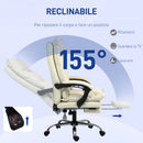 Sedia Ufficio Ergonomica Girevole e Reclinabile con Poggiapiedi in Finta Pelle Beige      