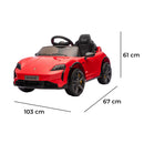 Macchina Elettrica per Bambini Porsche Taycan Turbo S 12V con Telecomando Bluetooth Luci LED e Tappetini Rosso