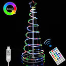 Albero di Natale Luminoso a Spirale Ø45x120 cm con 73 LED RGB e Telecomando in Ferro e PVC      