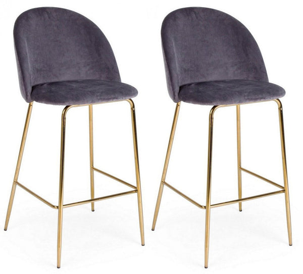 acquista Set 2 Sgabelli Bar 51x55x105h cm Carry Velluto Grigio Scuro