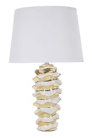 Lampada da Tavolo Glam Space 33x53x33 cm in Ceramica Bianco/Oro