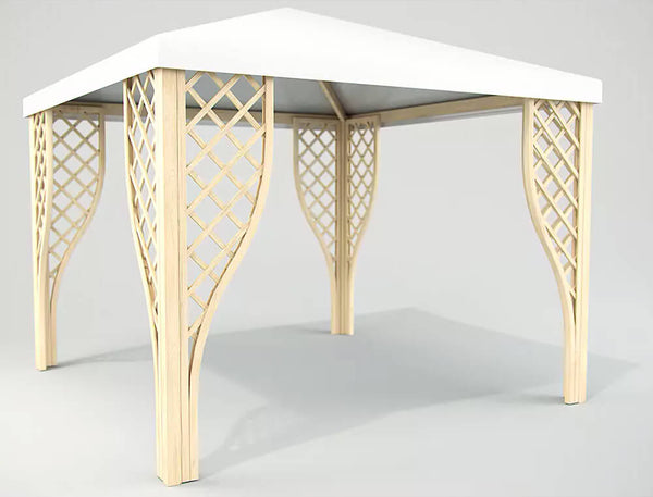 prezzo Gazebo da Giardino in Legno 3x3m con Copertura in PVC Taini Calice Pocket Bianco