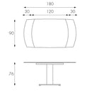Tavolo Allungabile 90x120/180x76 cm in Vetro Materico Finitura in Pietra Kyoto Grigia