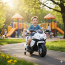 Moto Motocicletta Elettrica per Bambini 6V Kidfun Sportiva Bianca