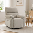 Poltrona Relax Alzapersona 82x88x96 cm con Massaggio a 8 Punti Riscaldamento Telecomando e Poggiapiedi in Ciniglia Crema      