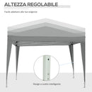 Gazebo da Giardino 3x3 m Pieghevole con 4 Pannelli Laterali in Acciaio e Tessuto Oxford Grigio Chiaro   