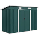 Casetta da Giardino 272x134 cm con Porte Scorrevoli Doppie e 2 Prese d'Aria in Acciaio Verde      