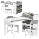 Set Tavolo e 2 Sedie per Bambini con Vani Contenitore 102,5x58x64 cm in Legno e Tessuto non Tessuto Grigio e Bianco  
