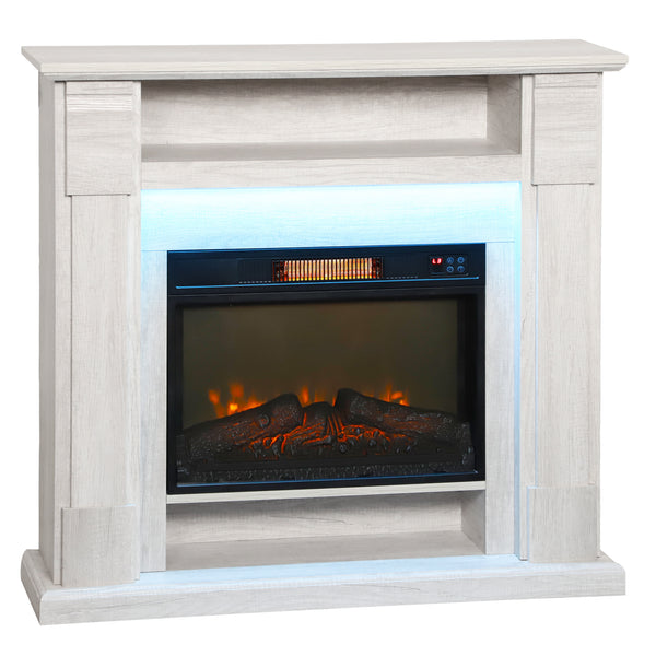 online Camino Elettrico da Pavimento 105x27x97 cm 1800W Regolabile con Fiamma 3D Timer e Telecomando color Legno