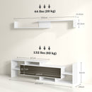 Mobile TV Ripiani e Armadietto a Ribalta con Mensola a Muro 153,6x25x42 cm Bianco e Nero 