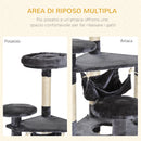 Albero Tiragraffi per Gatti a 4 Livelli in Peluche Sisal Naturale Grigio 40x40x132 cm 
