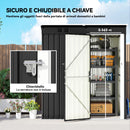 Capanno da Giardino 163x90x179 cm Porta Chiudibile con Prese d'Aria in Metallo Grigio Scuro      