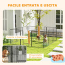 Recinto per Cani a 12 Pannelli Modulabili da 80x100 cm Pieghevole con Porta in Acciaio e 12 Picchetti Grigio      