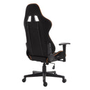 Sedia da Gaming con Rotelle Reclinabile Girevole in Tessuto Nero e Arancione 