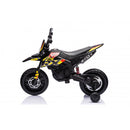 Moto Elettrica per Bambini Aprilia RX-125 Small 12V Cross Sedili In Pelle Luci Led Bluetooth Sospensioni a Molla Giallo