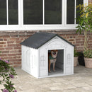Casetta per Cani da Esterno 84,2x98,2x82 cm con Tetto Inclinato in PP Impermeabile Grigio  