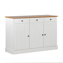 Credenza moderna 3 ante e 3 cassetti 128x85 cm 128,4x43x85,5 cm in legno bianco/noce