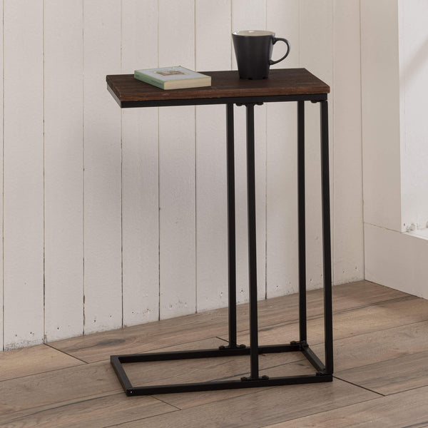 Tavolino Multiuso 46x24x64 cm in Metallo e Paulownia Slim Nero/Noce online