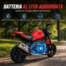 Moto da Cross Elettrica per Bambini 6-12 Anni 24 V 120x58x71,5 cm con Motore 180 W e Pneumatici in Gomma 30 cm Rossa      