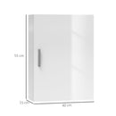 Armadietto Bagno da Parete 40x15x55 cm con 3 Ripiani Regolabili in Vetro in Legno Bianco   