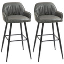 Set 2 Sgabelli da Bar con Schienale in Finta Pelle PU Grigio  
