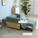 Poltrona Letto Singolo Schienale Regolabile 96x84,5x87,5 cm in Tessuto effetto Lino Verde