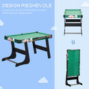 Tavolo da Gioco 6 in 1 Multigioco 118x104x71 cm con Calcio Balilla Biliardo Air Hockey Ping Pong Anelli e Hockey su Prato      
