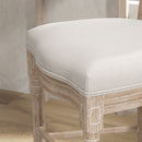 Set 2 Sgabelli da Bar con Schienale Cuscini e Poggiapiedi 48x56x118 cm in Legno e Poliestere Crema