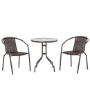Set Tavolo e 2 Sedie da Giardino in Acciaio e Rattan Marrone
