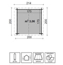 Casetta Box Da Giardino 200x200x187-215A cm Porta Doppia con Serratura Gilda in Legno di Abete Grezzo