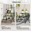 Scaffale per Piante a 3 Livelli a Scaletta 60x60x60 cm per Interno ed Esterno in Metallo Nero  