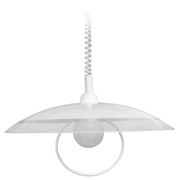 sconto Saliscendi D50 1xE27 Montatura Bianca Vetro Lastra Bianco E-Energy Lavinia