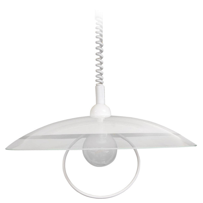 Saliscendi D50 1xE27 Montatura Bianca Vetro Lastra Bianco E-Energy Lavinia