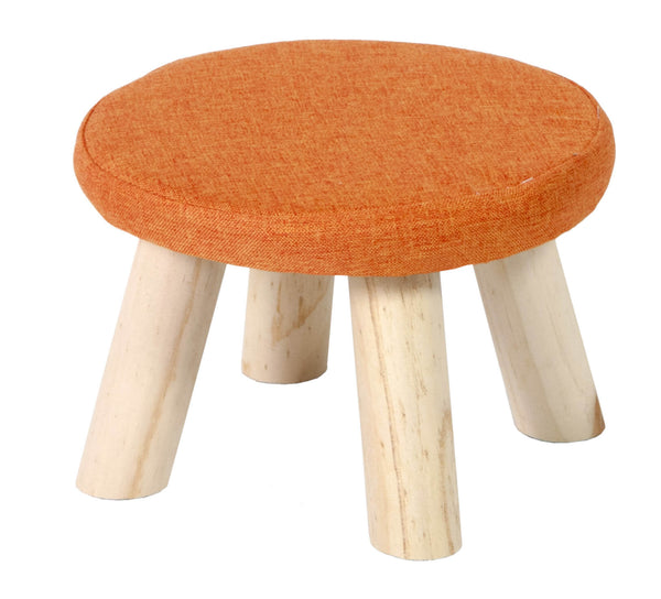 sconto Pouf in Tessuto e Legno di Pino 29x29x20 cm Fumer Jimmy Arancione
