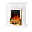 Camino Elettrico da Pavimento 90x90x27 cm Effetto Fiamma 2000W Sorina & Galileo gold Bianco