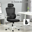 Sedia Ergonomica da Ufficio Girevole 60x59x114-122 cm con Poggiatesta Rimovibile in Tessuto a Rete Nero  