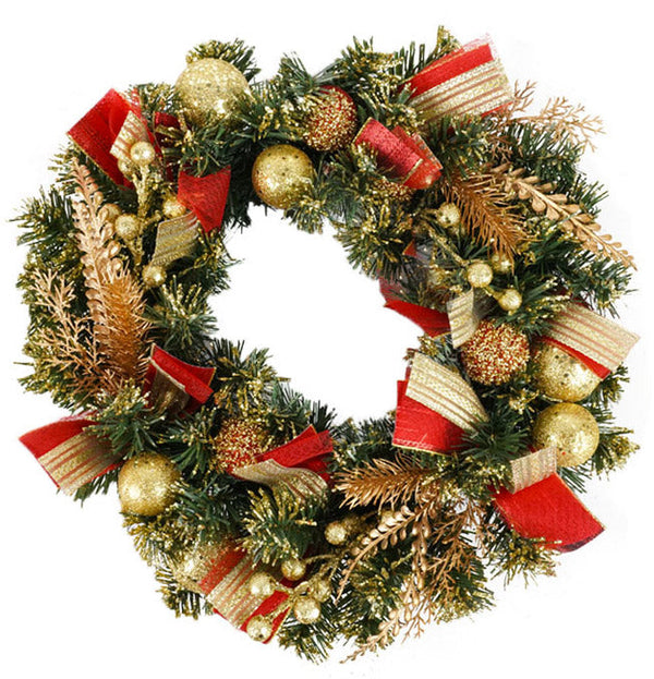 Corona di Natale Artificiale Ø40 cm con Nastri Rosso e Oro online