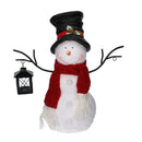 Pupazzo di neve in Resina con lanterna bianco con Led cm 37x19xh44