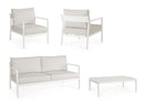 Set 4 Pezzi Salotto da Giardino con Divano 2 Poltrone e Tavolino in Alluminio e Spun Poly Sirius Vapor 