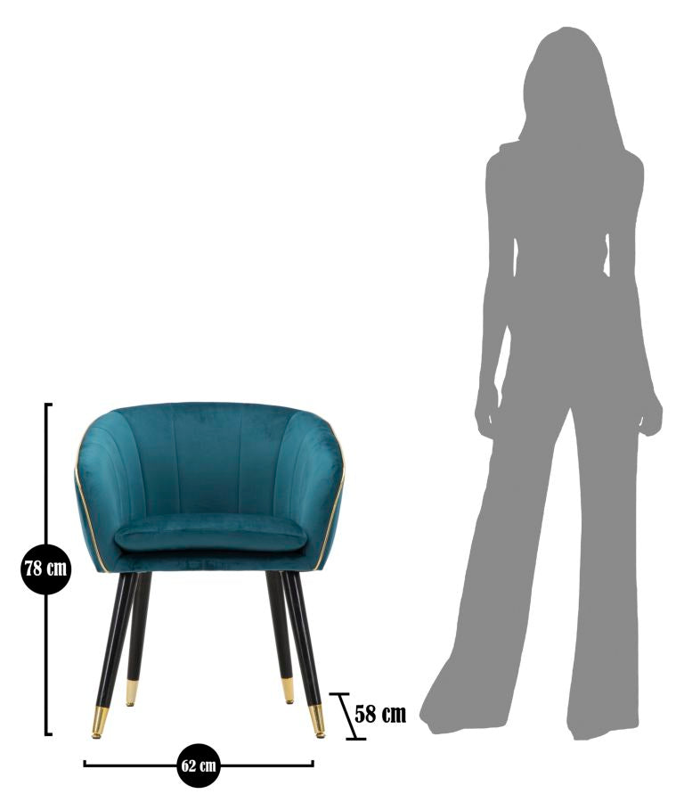 Poltrona Paris Oro 62x58x78 cm in Legno e Poliestere Ottanio