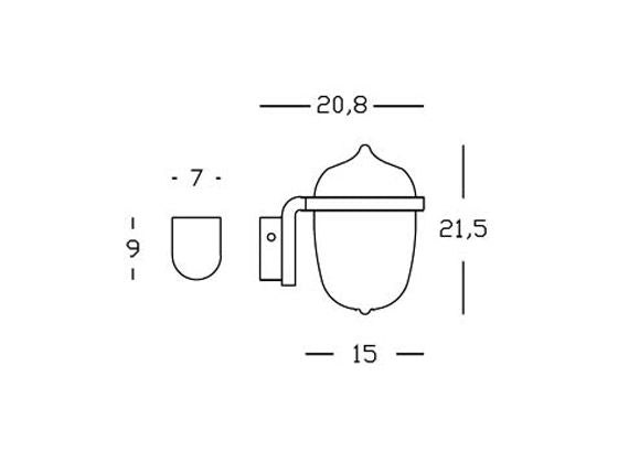 Lampada Applique Quadra Colore Nero e Oro per Esterno Linea Short Sovil